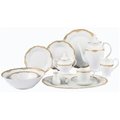 Lorenzo Import Lorenzo Import Catherine-57 57 Piece Wavy Edge Gold Trim Dinnerware  Service for 8 By Lorren Home Trends Catherine-57